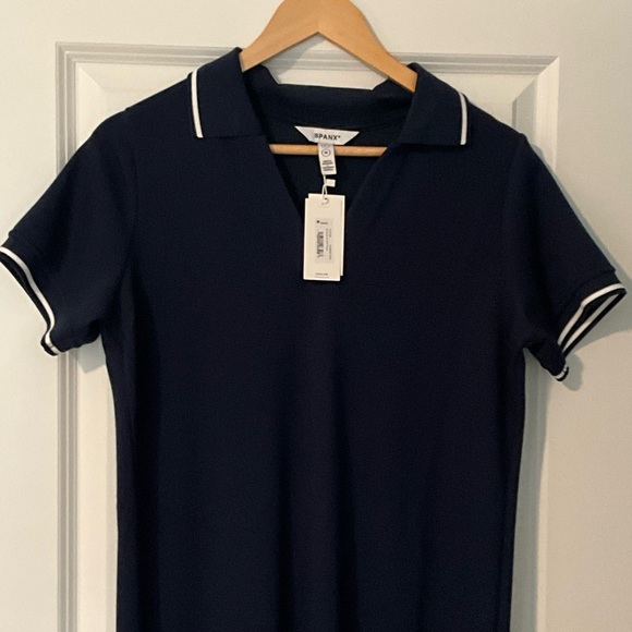 SPANX Dark Blue Midi Dress with White Accents - Picture 2 of 3